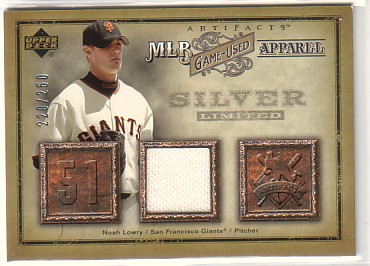 2006 Artifacts MLB Game-Used Apparel Silver Limited #NL Noah Lowry Jsy/250