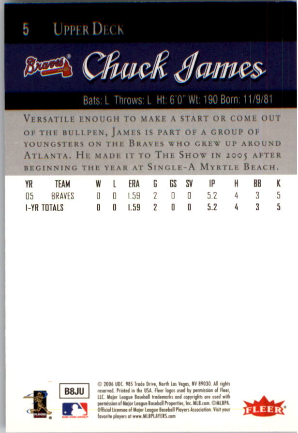 2006 Flair Showcase #5 Chuck James UD (RC) back image