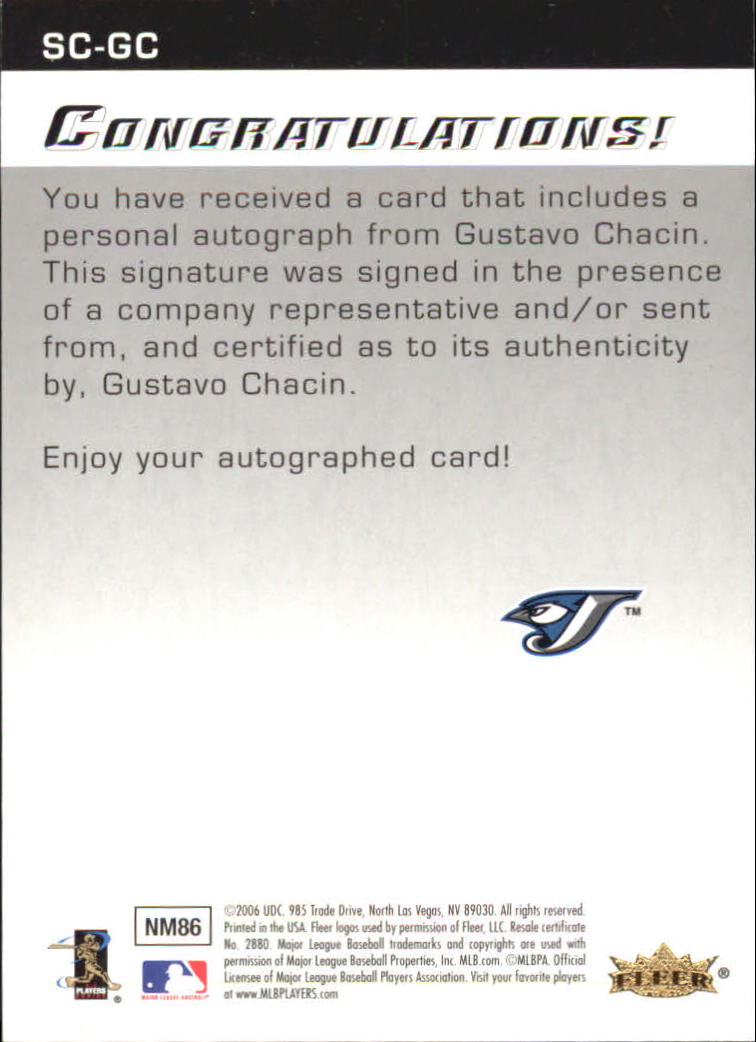 2006 Flair Showcase Autographics #GC Gustavo Chacin back image