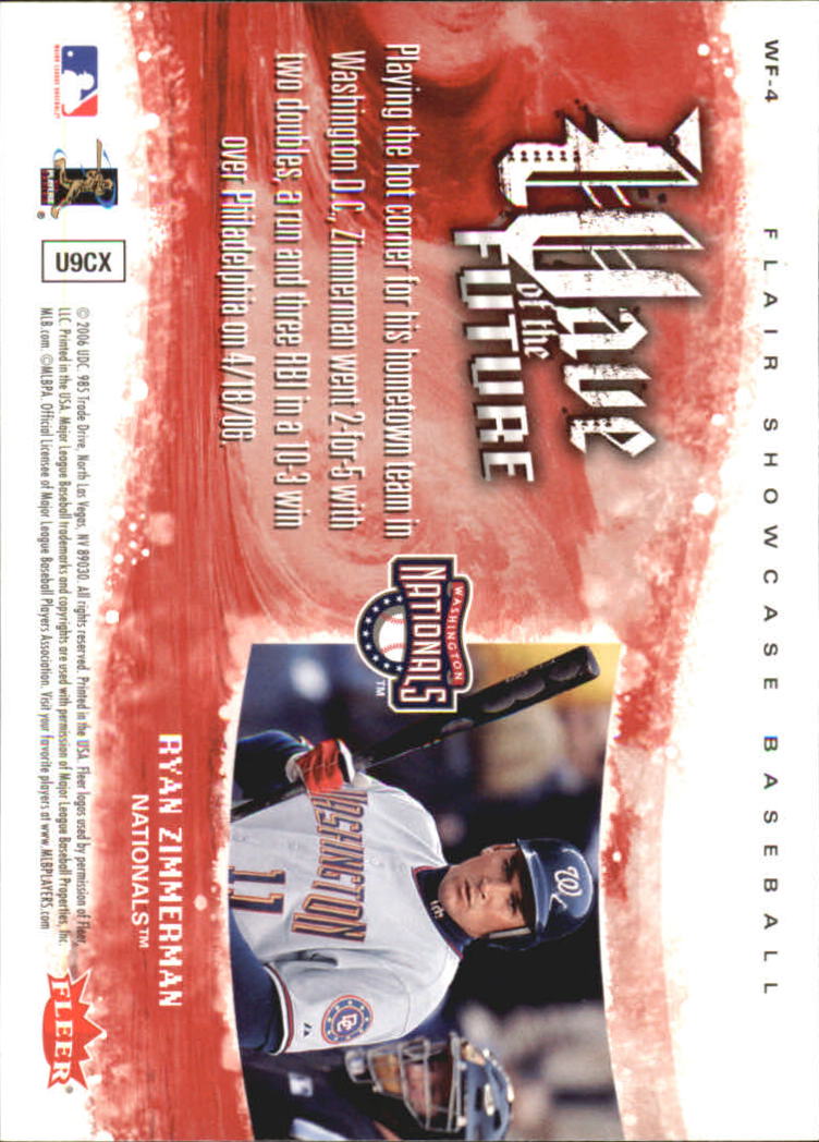2006 Flair Showcase Wave of the Future #4 Ryan Zimmerman back image