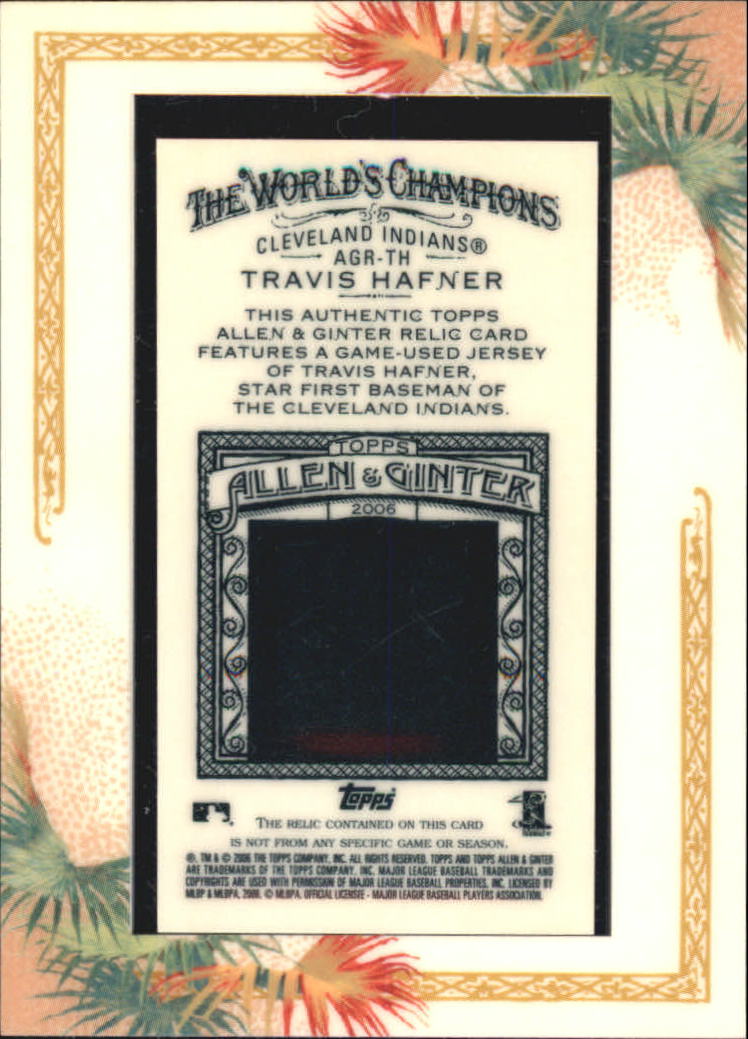 2006 Topps Allen and Ginter Relics #TH Travis Hafner Jsy D back image