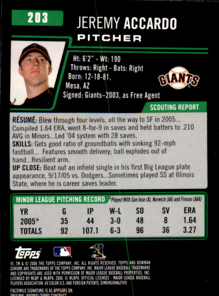 A2101- 2006 Bowman Chrome BB Cards 1-220 +Inserts -You Pick- 15+ FREE US SHIP - Picture 341 of 361