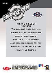 2006 Fleer Tradition Blue Chip Prospects #BC8 Prince Fielder back image