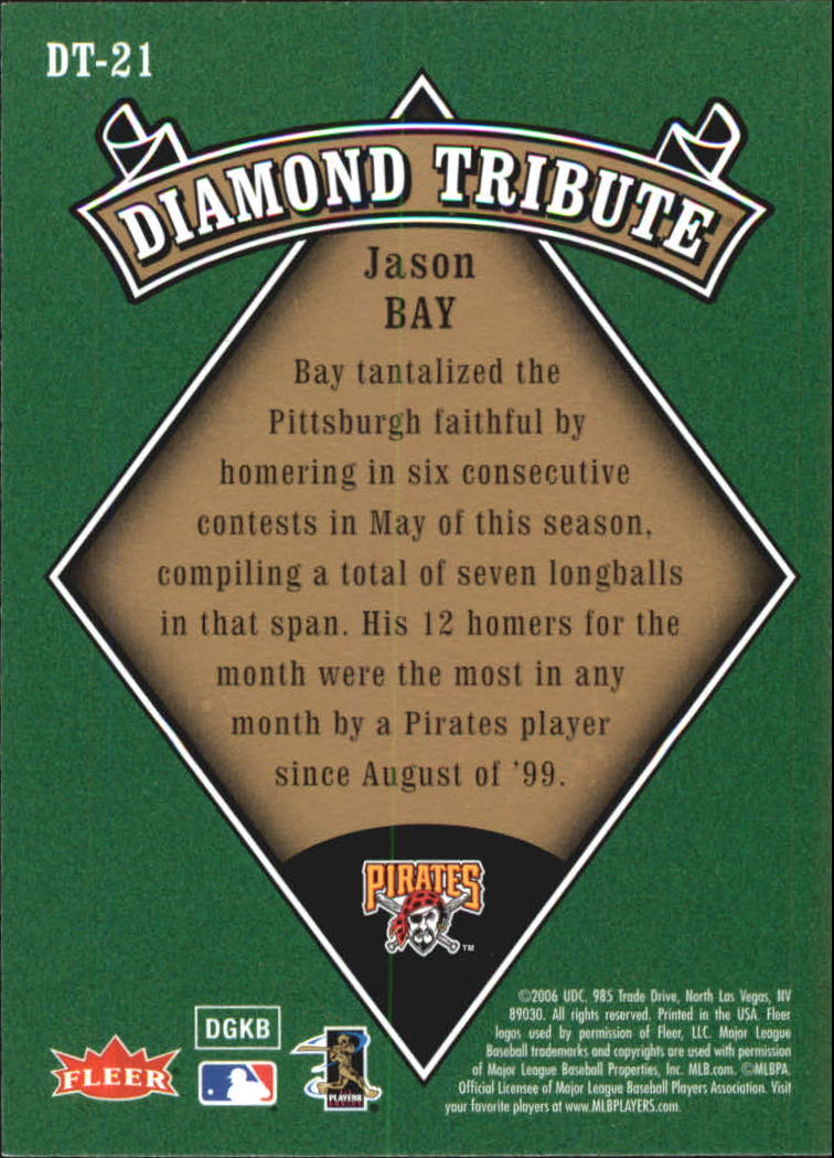 2006 Fleer Tradition Diamond Tribute #DT21 Jason Bay back image