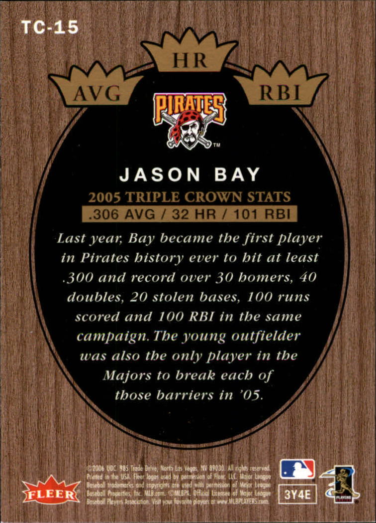 2006 Fleer Tradition Triple Crown Contenders #TC15 Jason Bay back image
