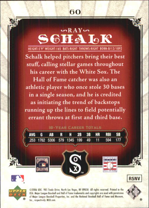 2006 SP Legendary Cuts #60 Ray Schalk back image