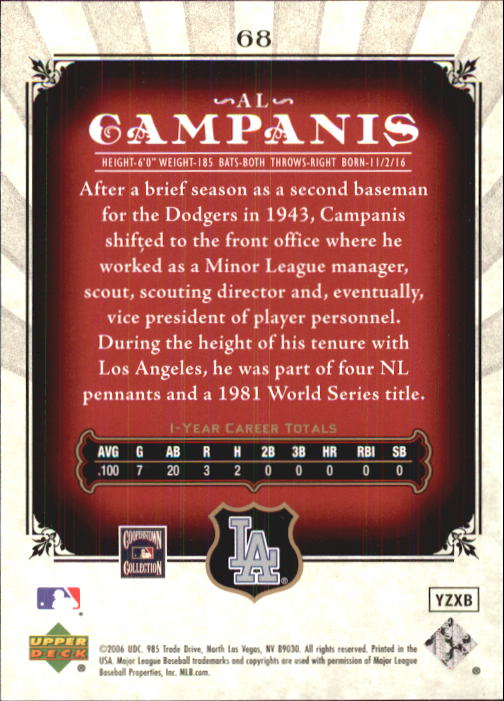 2006 SP Legendary Cuts #68 Al Campanis back image