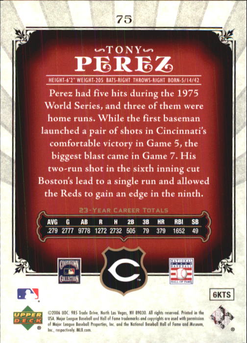 2006 SP Legendary Cuts #75 Tony Perez back image