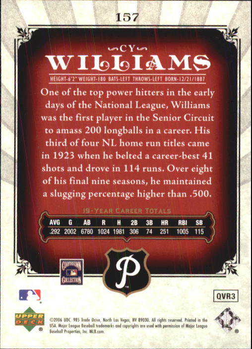 2006 SP Legendary Cuts #157 Cy Williams back image