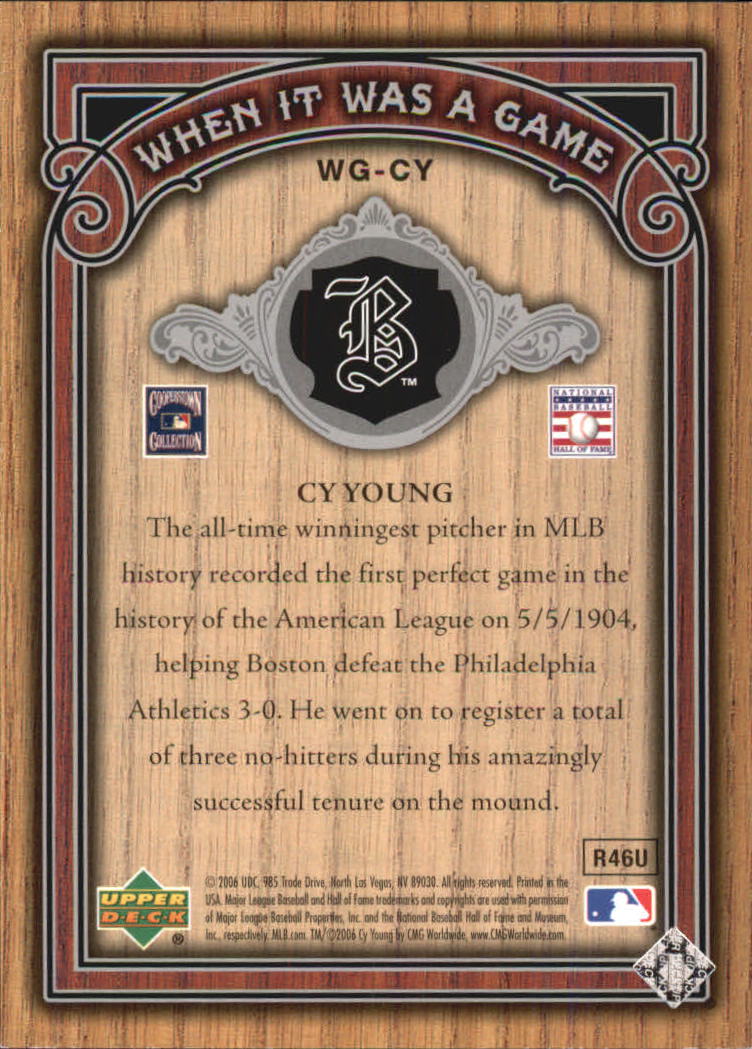 2006 SP Legendary Cuts When It Was A Game Silver #CY Cy Young back image