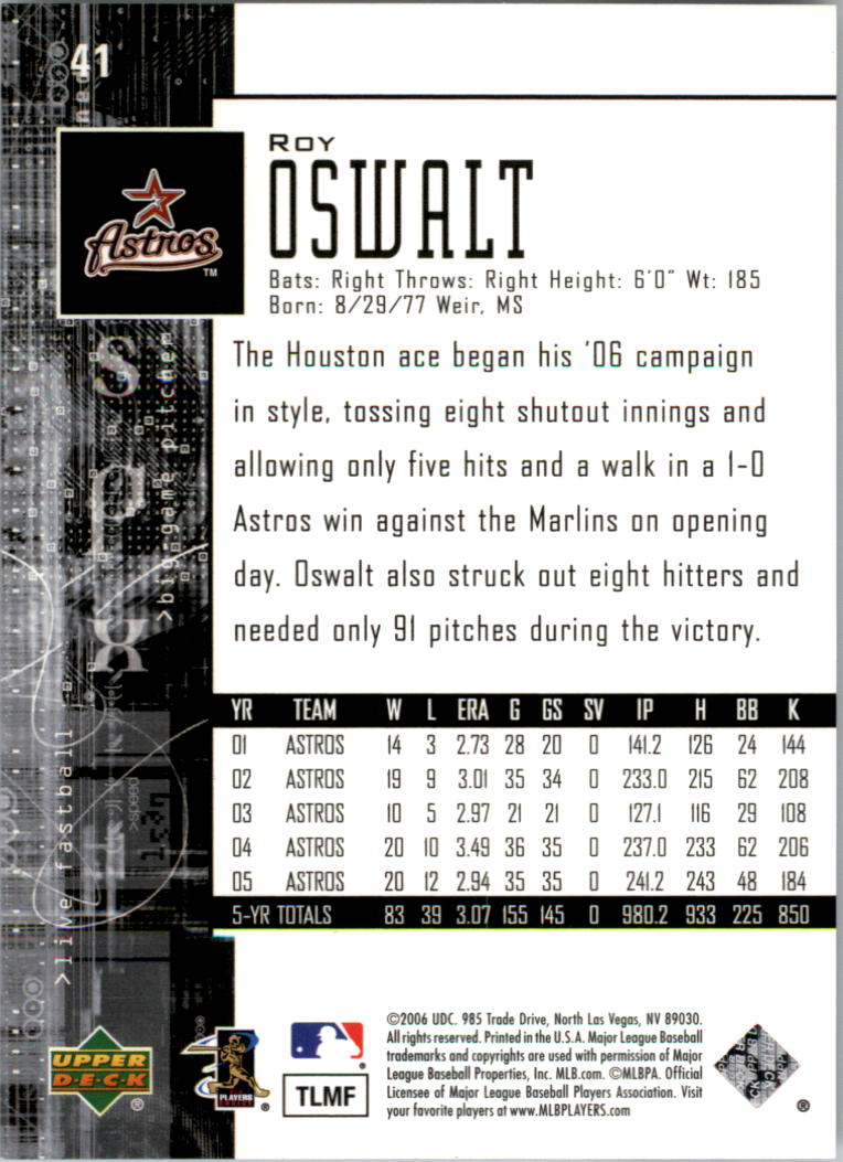 2006 SPx #41 Roy Oswalt back image