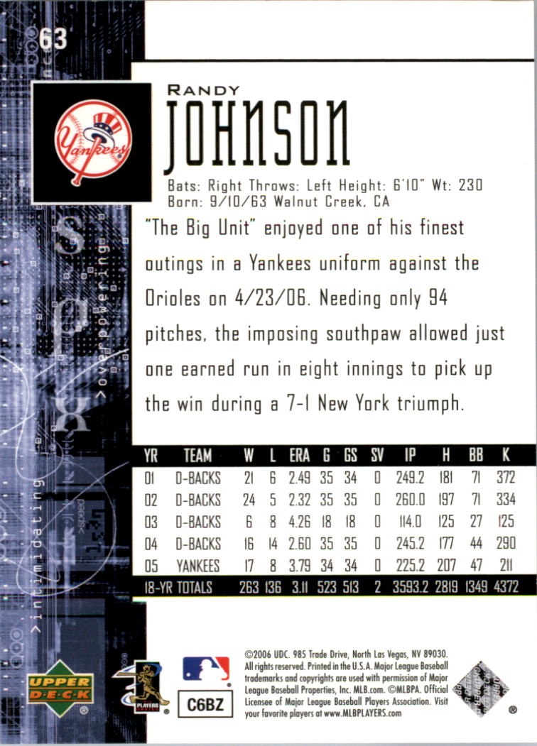 Randy Johnson cards (1990-2024) Mariners D-Backs Yankees Astros - You Choose - Picture 196 of 308