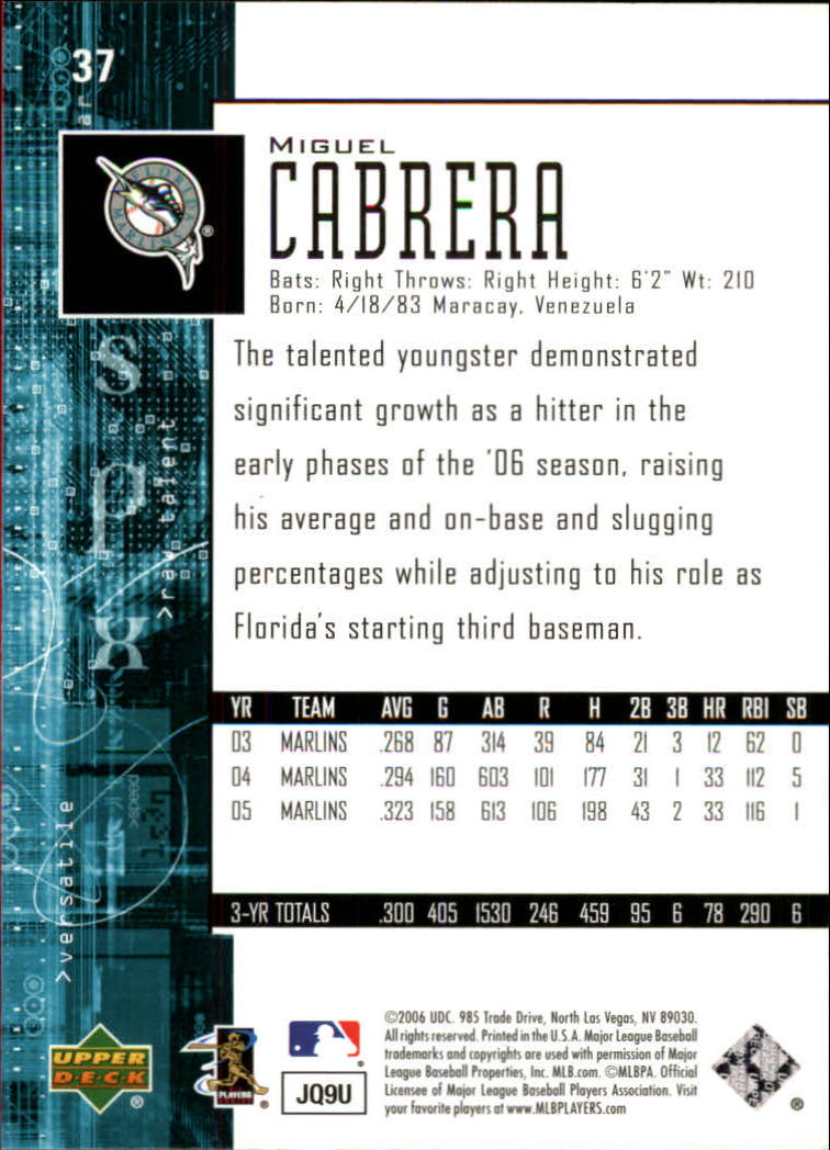 2006 SPx Spectrum #37 Miguel Cabrera back image