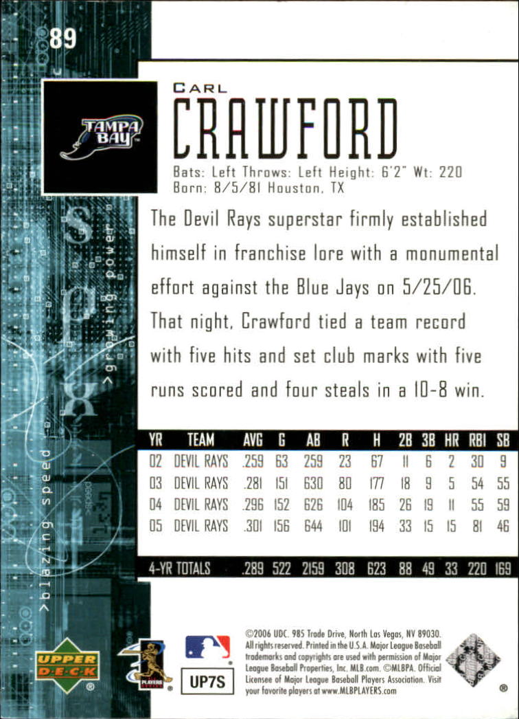2006 SPx Spectrum #89 Carl Crawford back image
