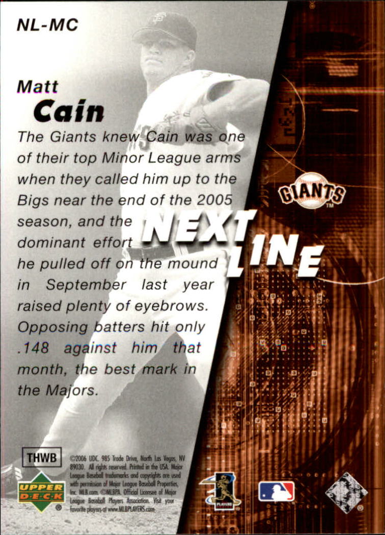 2006 SPx Next In Line #MC Matt Cain back image