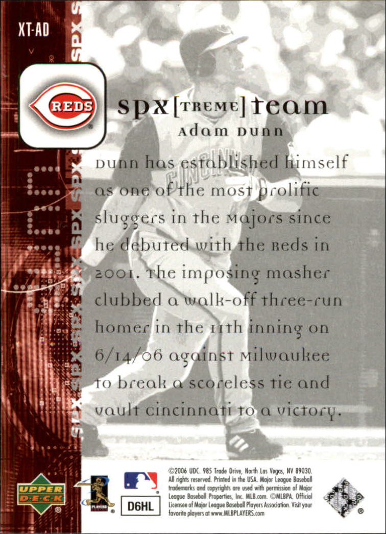 2006 SPx SPxtreme Team #AD Adam Dunn back image