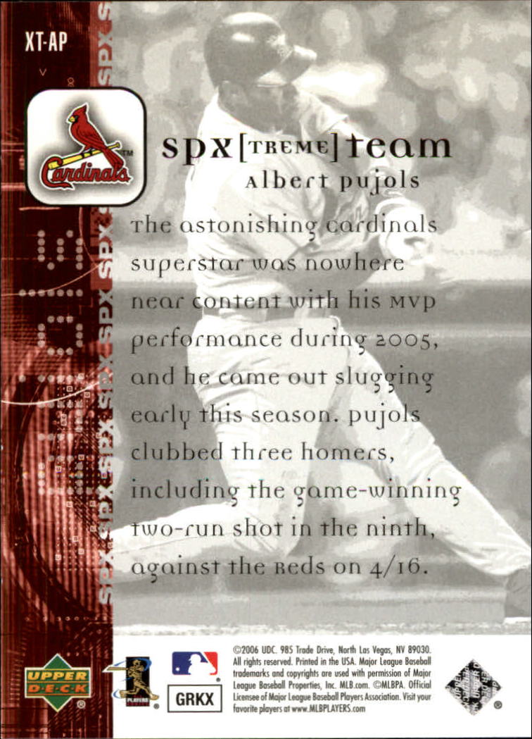 2006 SPx SPxtreme Team #AP Albert Pujols back image