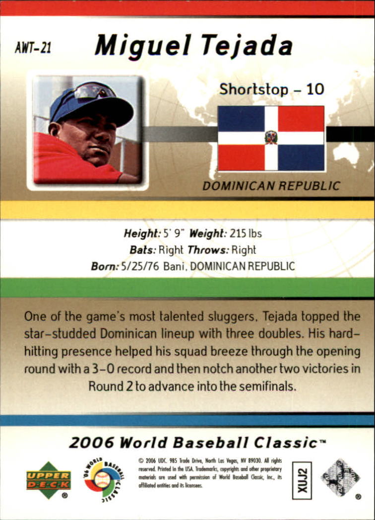 2006 SPx WBC All-World Team #21 Miguel Tejada back image