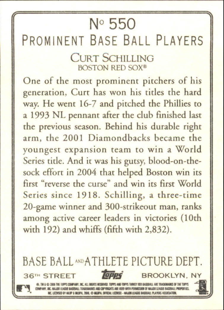 2006 Topps Turkey Red #550 Curt Schilling back image