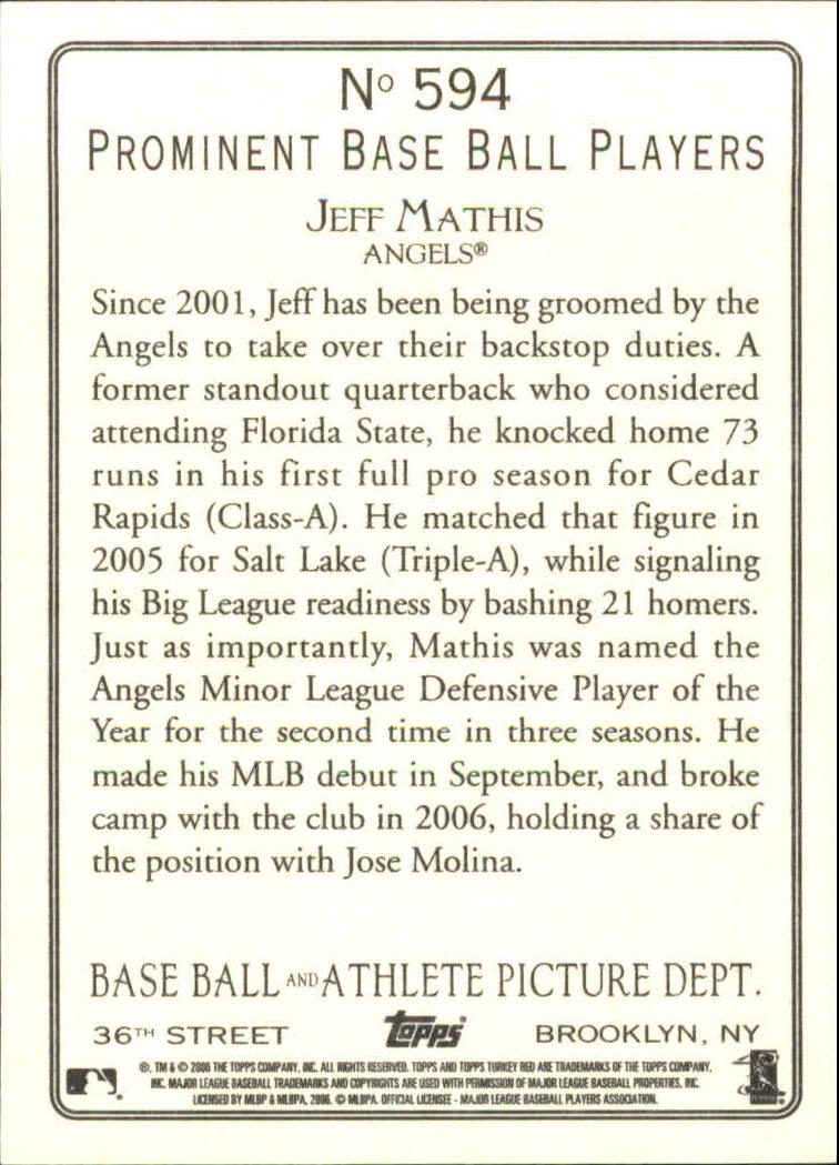 2006 Topps Turkey Red #594 Jeff Mathis (RC) back image