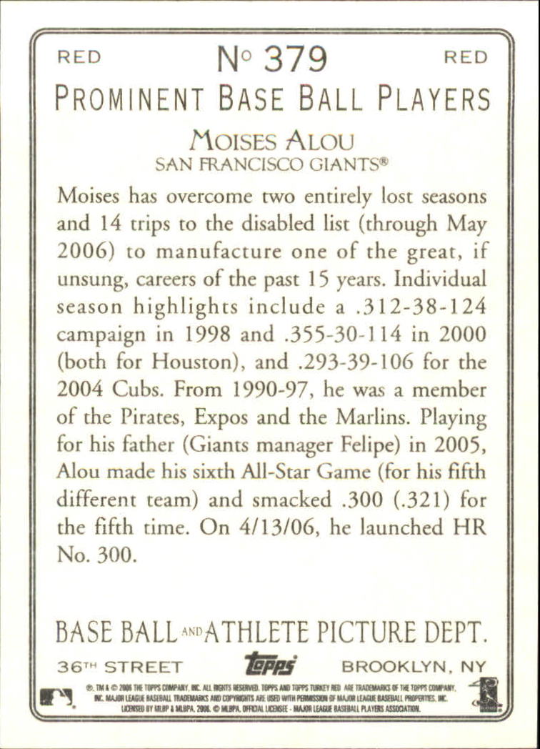 Moises Alou Card 2006 Topps Black #360