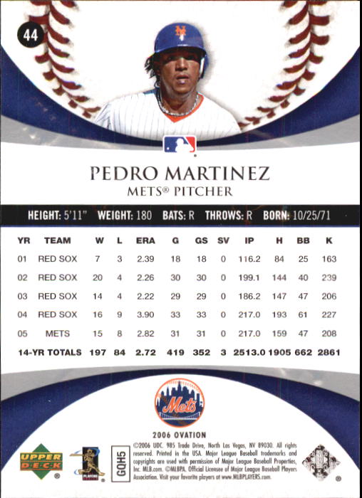 2006 Upper Deck Ovation #44 Pedro Martinez