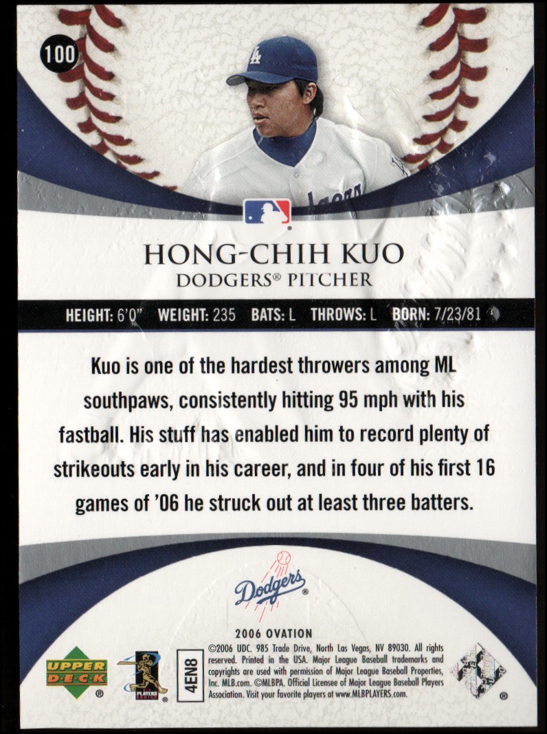 2006 Upper Deck Ovation #100 Hong-Chih Kuo (RC) back image