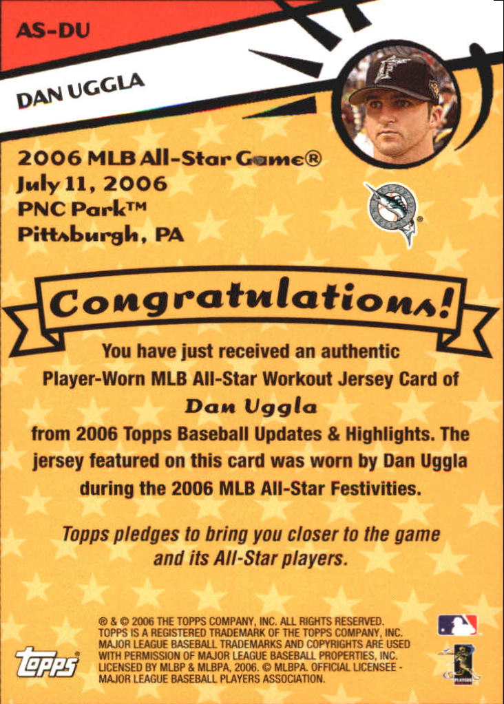 2006 Topps Update All Star Stitches #DU Dan Uggla Jsy back image