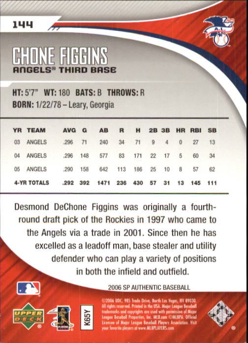 2006 SP Authentic #144 Chone Figgins back image