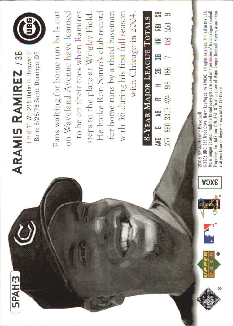 2006 SP Authentic Baseball Heroes #3 Aramis Ramirez back image