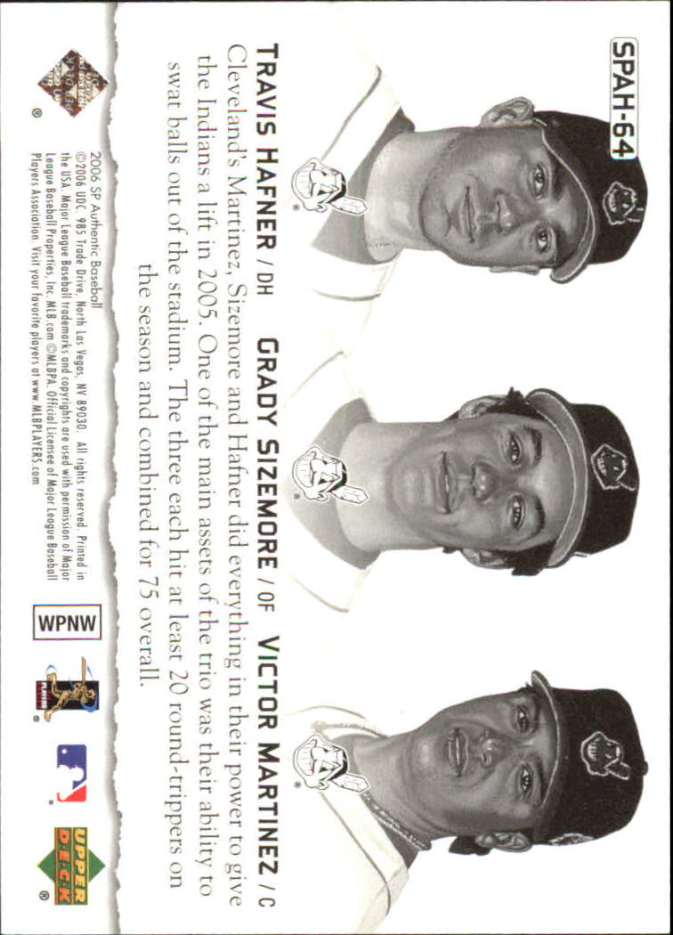 2006 SP Authentic Baseball Heroes #64 Travis Hafner/Victor Martinez/Grady Sizemore back image