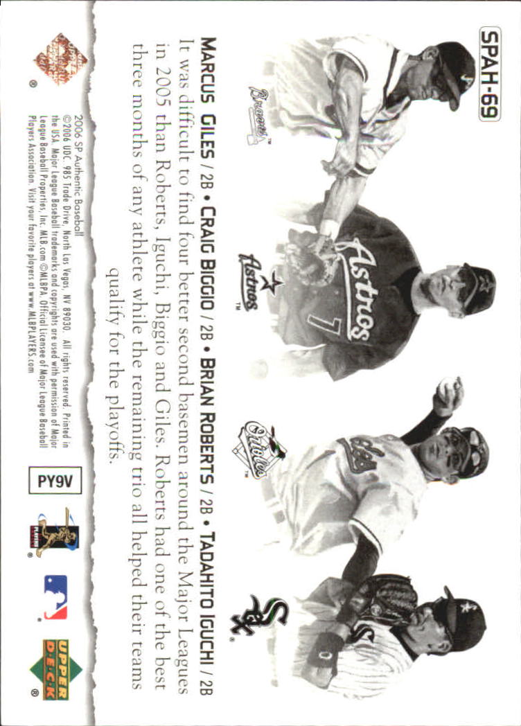 2006 SP Authentic Baseball Heroes #69 Craig Biggio/Brian Roberts/Marcus Giles/Tadahito Iguchi back image