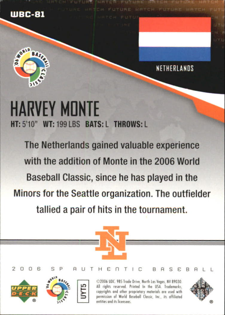 2006 SP Authentic WBC Future Watch #81 Harvey Monte back image
