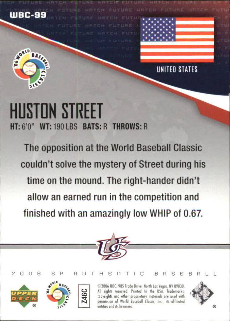 2006 SP Authentic WBC Future Watch #99 Huston Street back image