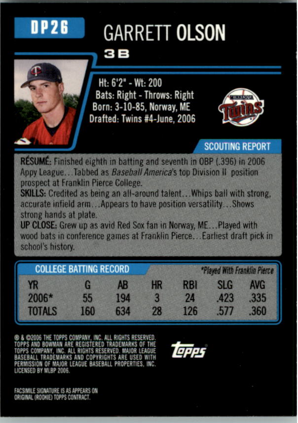 A5010- 2006 Bowman Draft Baseball Assorted Inserts -You Pick- 15+ FREE US SHIP - Picture 51 of 450