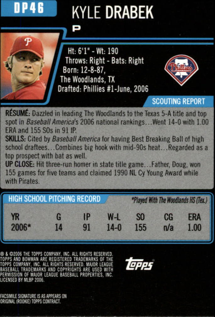 A5010- 2006 Bowman Draft Baseball Assorted Inserts -You Pick- 15+ FREE US SHIP - Picture 91 of 450