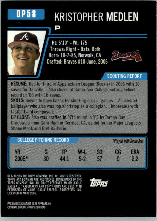 A5010- 2006 Bowman Draft Baseball Assorted Inserts -You Pick- 15+ FREE US SHIP - Picture 113 of 450