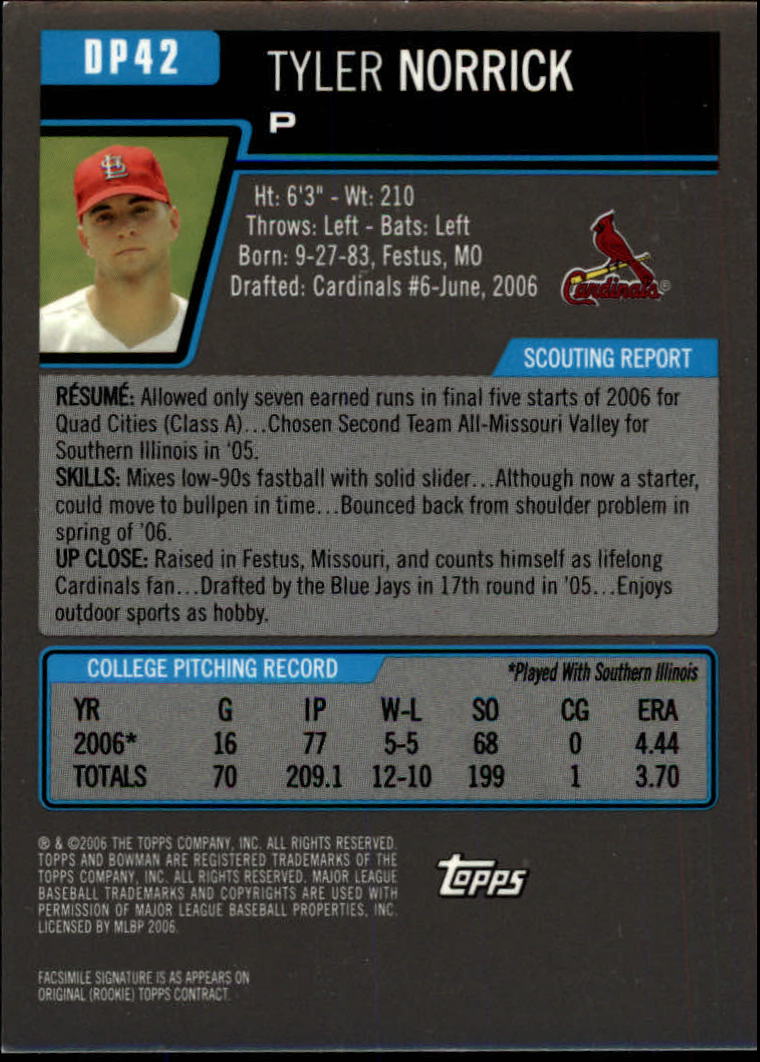 A5010- 2006 Bowman Draft Baseball Assorted Inserts -You Pick- 15+ FREE US SHIP - Picture 186 of 450