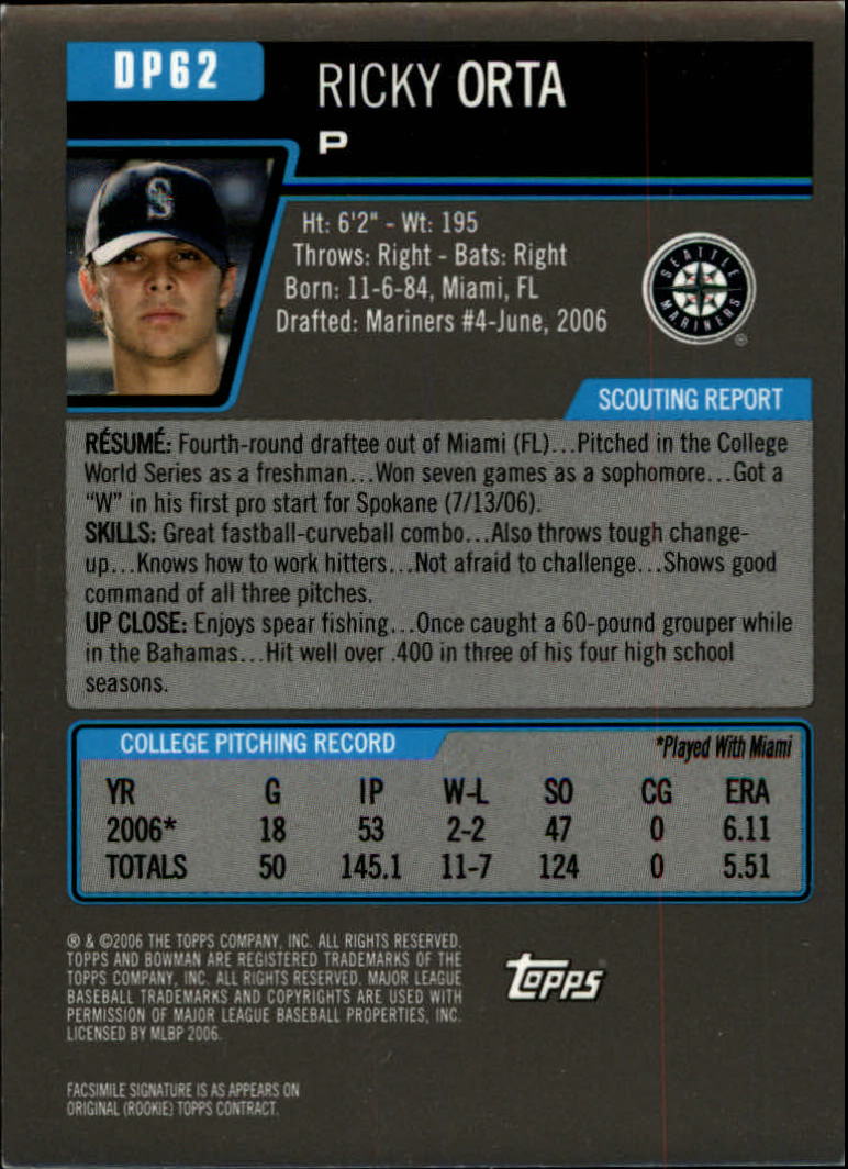 A5010- 2006 Bowman Draft Baseball Assorted Inserts -You Pick- 15+ FREE US SHIP - Picture 222 of 450