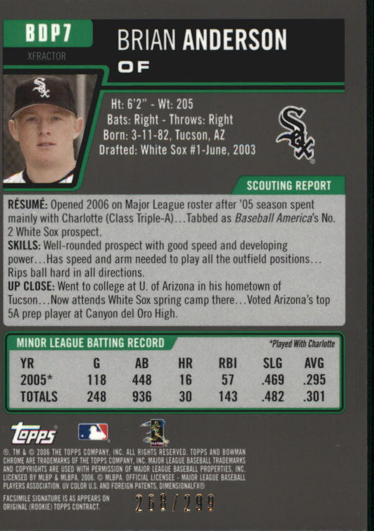 2006 Bowman Chrome Draft X-Fractors #7 Brian Anderson