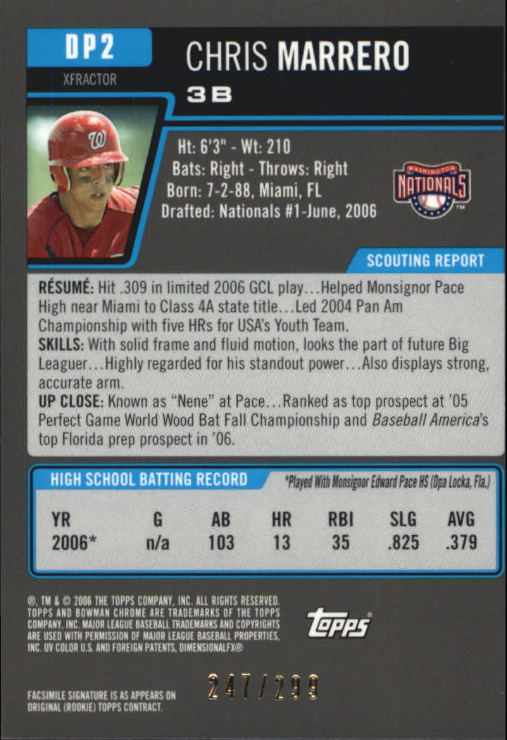 2006 Bowman Chrome Draft Draft Picks X-Fractors #2 Chris Marrero