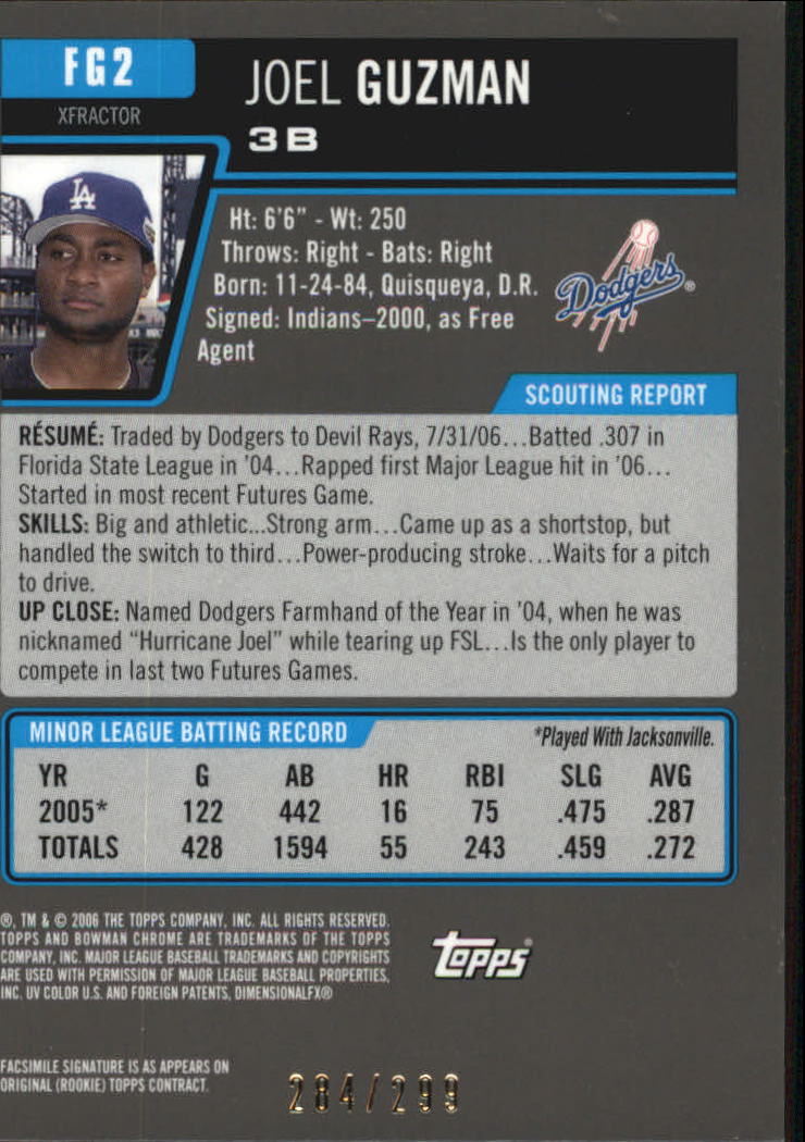 2006 Bowman Chrome Draft Future's Game Prospects X-Fractors #2 Joel Guzman