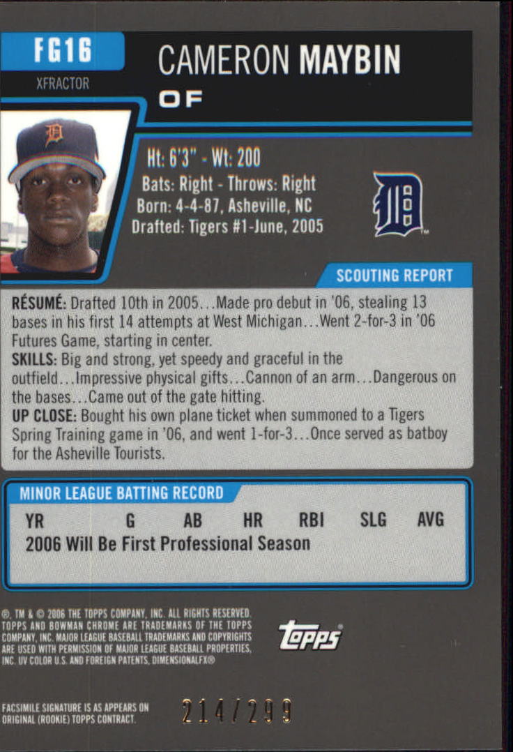 2006 Bowman Chrome Draft Future's Game Prospects X-Fractors #16 Cameron Maybin