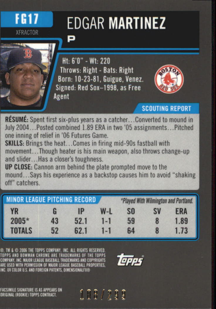2006 Bowman Chrome Draft Future's Game Prospects X-Fractors #17 Edgar Martinez