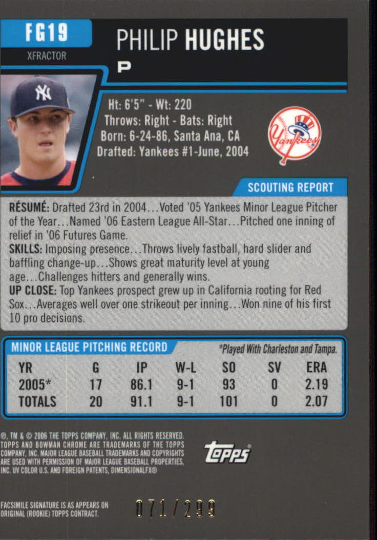 2006 Bowman Chrome Draft Future's Game Prospects X-Fractors #19 Philip Hughes