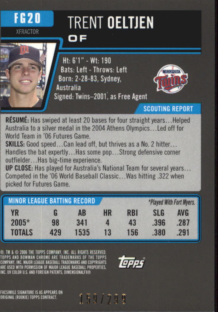 2006 Bowman Chrome Draft Future's Game Prospects X-Fractors #20 Trent Oeltjen