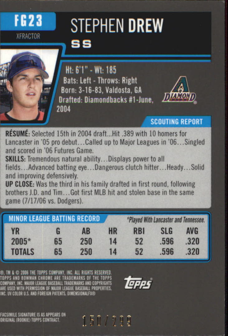 2006 Bowman Chrome Draft Future's Game Prospects X-Fractors #23 Stephen Drew