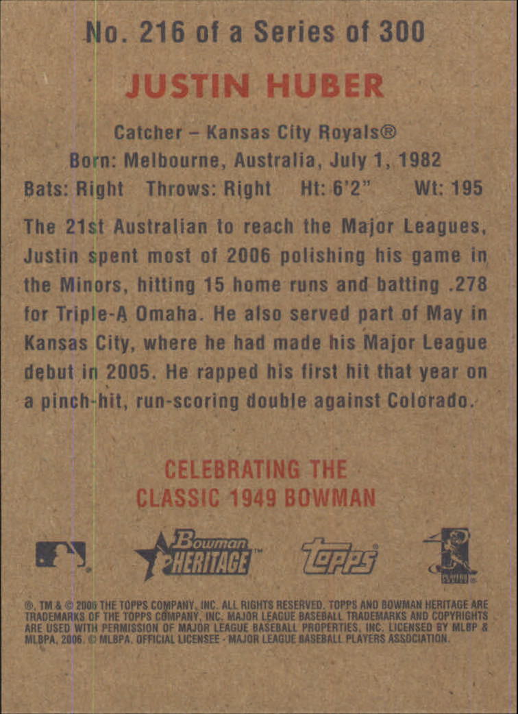 2006 Bowman Heritage #216 Justin Huber SP (RC) back image
