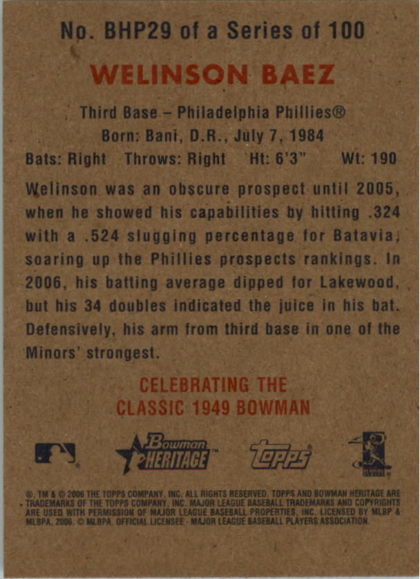 A4937- 2006 Bowman Heritage BB # S 1-300 + Einsätze -du Pick- 15 + Gratis US - Bild 263 von 343