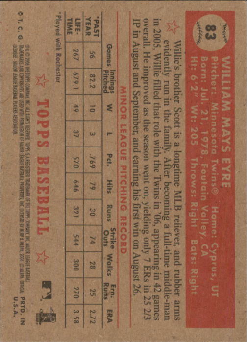 2006 Topps '52 #83 Willie Eyre (RC) back image